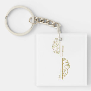 Brain vs Heart Minimalist Line Art Key Ring