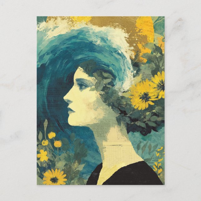 Brain Waves and flowers Collage Postcard (Front)