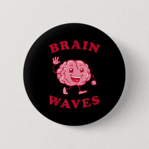 Brain waves - funny science biology 6 cm round badge