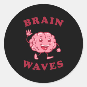 brain waves  - funny science biology classic round sticker