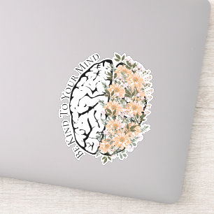 Brain With Flowers Be Kind To Your Mind Sticker