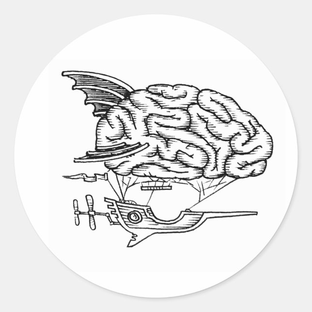 Brain Zeppelin Sticker (White) (Front)