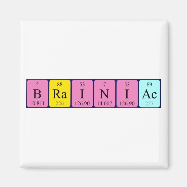 Brainiac periodic table name magnet (Front)