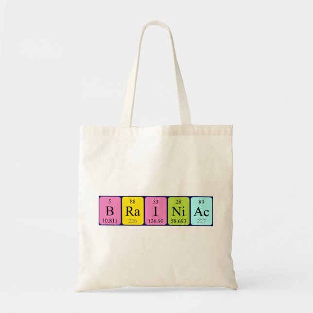 Brainiac periodic table name tote bag (Front)