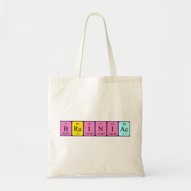 Brainiac periodic table name tote bag (Front)