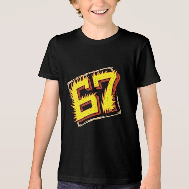 Brainrot 67: Number on Fire Tri-Blend Shirt (Front)