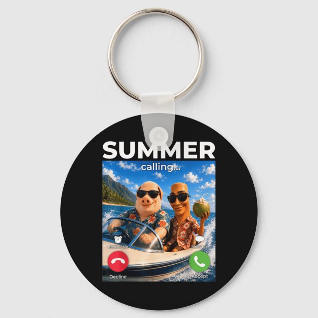 Brainrot Boat Brothers Summer Time Calling Meme Key Ring (Front)
