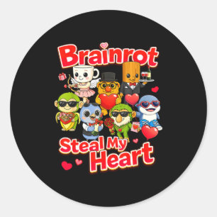 Brainrot steal heart valentine kids ai generated classic round sticker