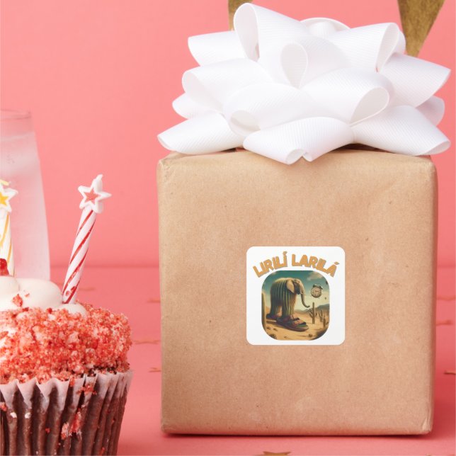 BrainRots Lirili Larila-Elephant with Cactus Bod Square Sticker (Party)