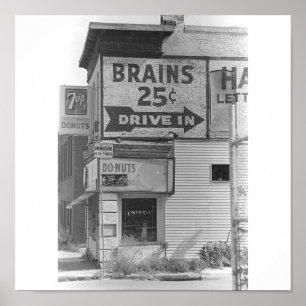 Brains 25 cents B&W Poster