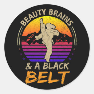 Brains And A Black Belt Karate Girl Martial Arts Classic Round Sticker
