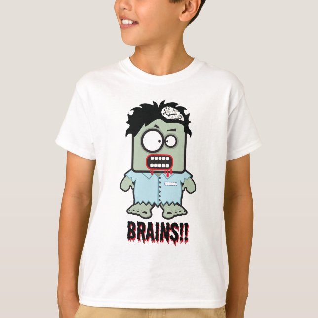 Brains cartoon zombie Halloween Shirt (Front)