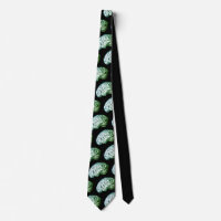 Brains Vintage Print Zombie Green & Black Necktie
