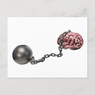 Brains with ball and chain postcard