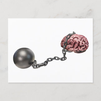 Brains with ball and chain postcard