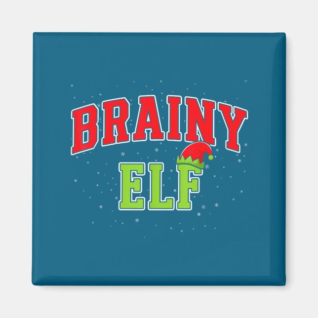 Brainy Elf Christmas Family Matching Group Xmas  Magnet (Front)