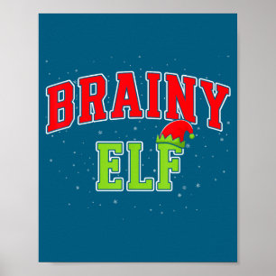 Brainy Elf Christmas Family Matching Group Xmas Poster