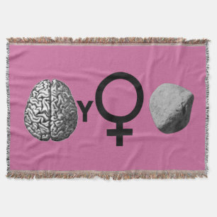 Brainy Girls Rock Girl Power Rebus Puzzle Throw Blanket