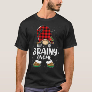Brainy Gnome Buffalo Plaid Matching Family Christm T-Shirt