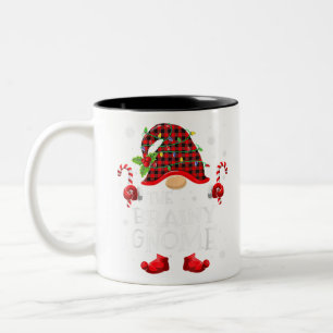 Brainy Gnome Buffalo Plaid Matching Family Christm Two-Tone Coffee Mug