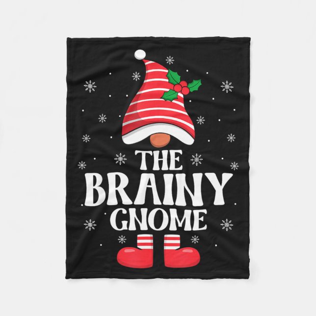 Brainy Gnome Christmas Family Matching Group Funny Fleece Blanket (Front)