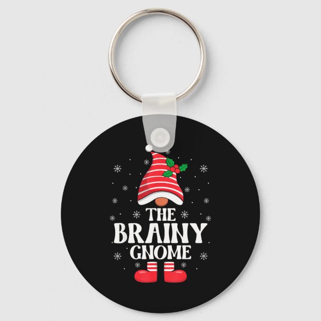 Brainy Gnome Christmas Family Matching Group Funny Key Ring (Front)