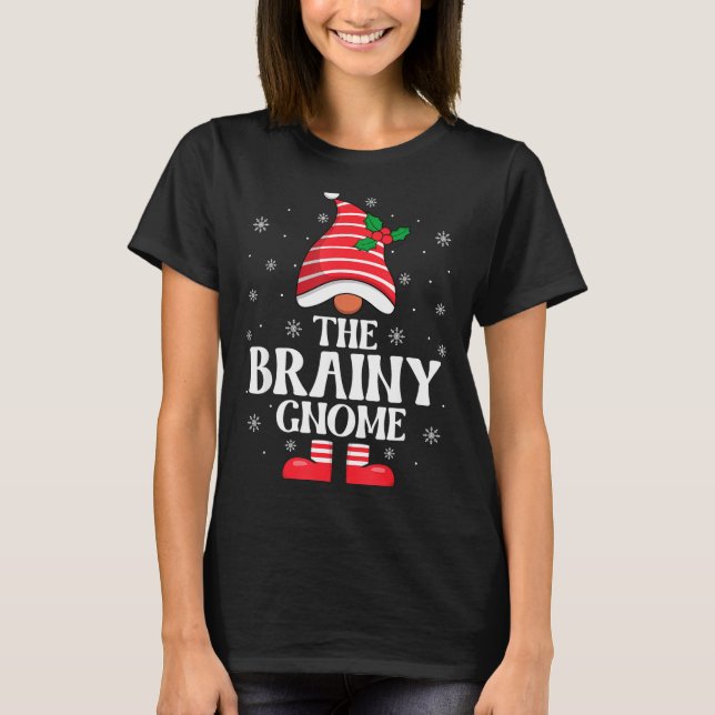 Brainy Gnome Christmas Family Matching Group Funny T-Shirt (Front)