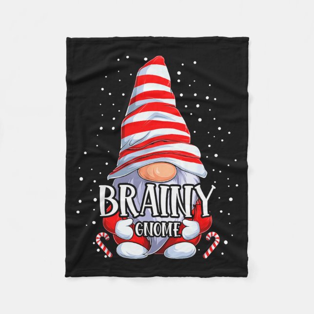 Brainy Gnome Christmas Pajamas Matching Family Gro Fleece Blanket (Front)