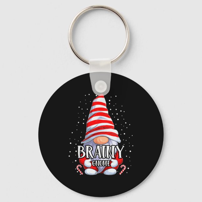 Brainy Gnome Christmas Pajamas Matching Family Gro Key Ring (Front)