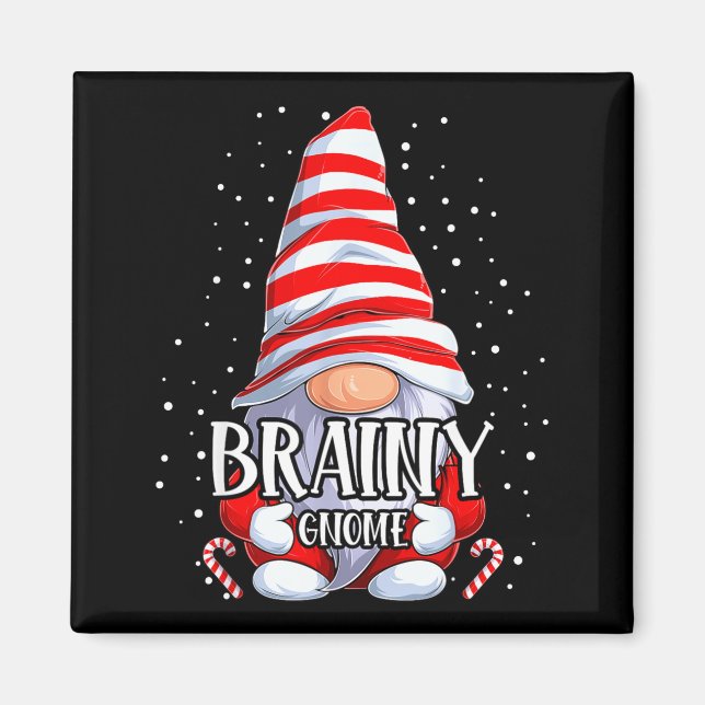 Brainy Gnome Christmas Pajamas Matching Family Gro Magnet (Front)