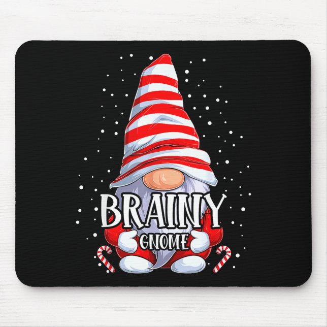 Brainy Gnome Christmas Pajamas Matching Family Gro Mouse Mat (Front)