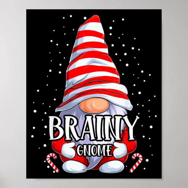 Brainy Gnome Christmas Pajamas Matching Family Gro Poster (Front)