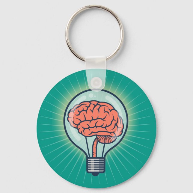 Brainy light bulb illustration key ring (Front)