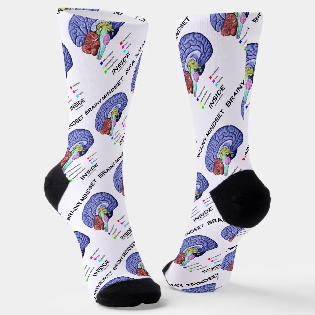 Brainy Mindset Inside Anatomical Brain Attitude Socks (Angled)