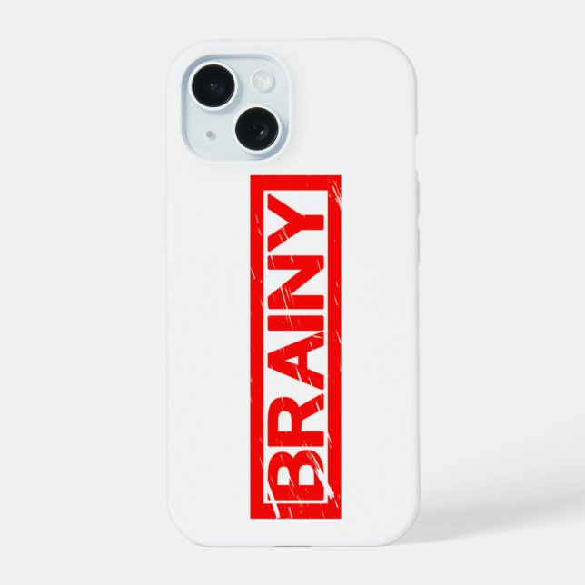 Brainy Stamp iPhone 15 Case (Back)