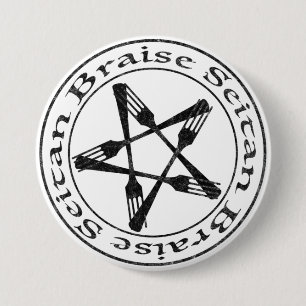 Braise Seitan Vegan Pentagram (dark version) 7.5 Cm Round Badge