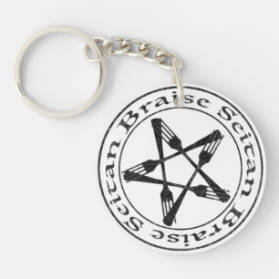 Braise Seitan Vegan Pentagram (dark version) Key Ring