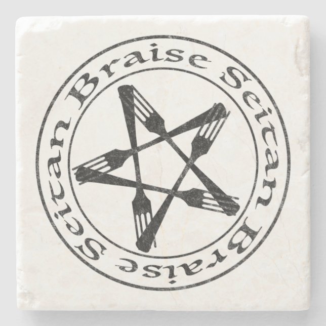 Braise Seitan Vegan Pentagram (dark version) Stone Coaster (Front)