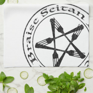 Braise Seitan Vegan Pentagram (dark version) Tea Towel
