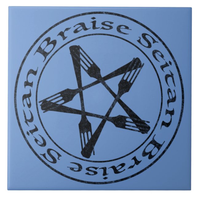 Braise Seitan Vegan Pentagram (dark version) Tile (Front)