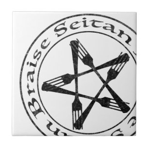 Braise Seitan Vegan Pentagram (dark version) Tile