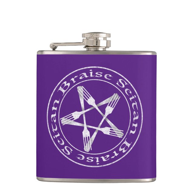 Braise Seitan Vegan Pentagram (light version) Hip Flask (Front)