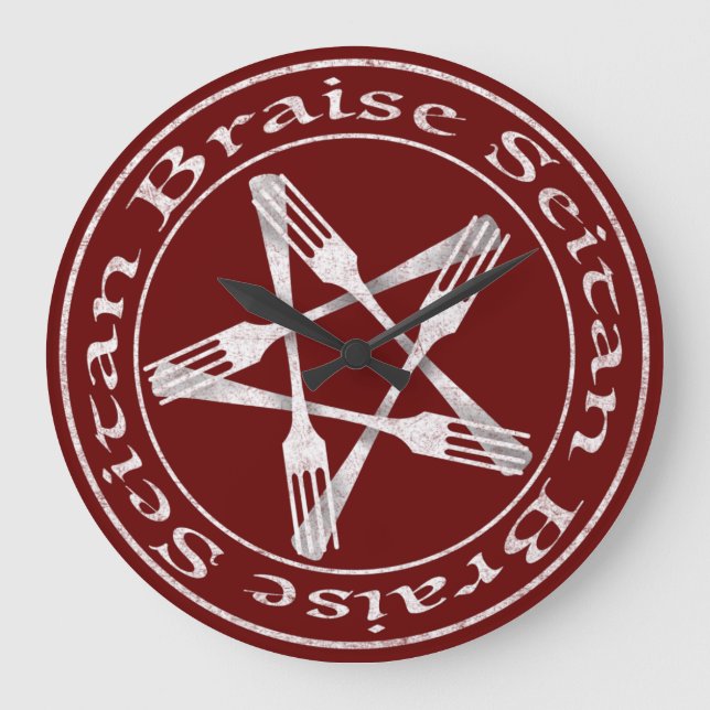Braise Seitan Vegan Pentagram (light version) Large Clock (Front)