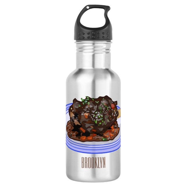  Braised lamb shank cartoon illustration 532 Ml Water Bottle (Front)