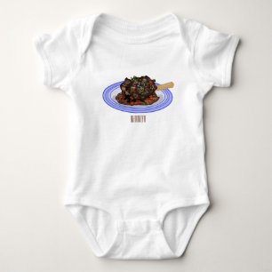 Braised lamb shank cartoon illustration Baby Bodysuit