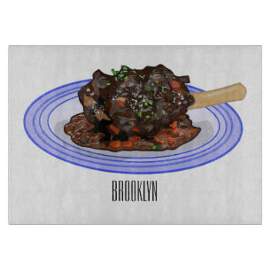 Braised lamb shank cartoon illustration Cutting Board