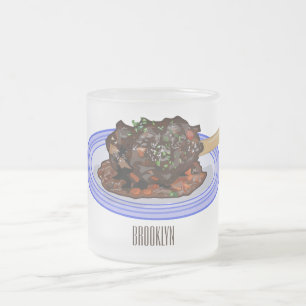 Braised lamb shank cartoon illustration Frosted Glass Coffee Mug