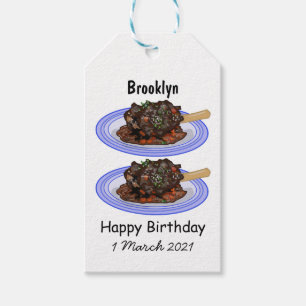 Braised lamb shank cartoon illustration Gift Tags