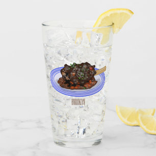 Braised lamb shank cartoon illustration Glass