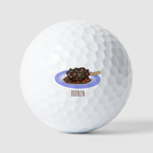  Braised lamb shank cartoon illustration  Golf Balls